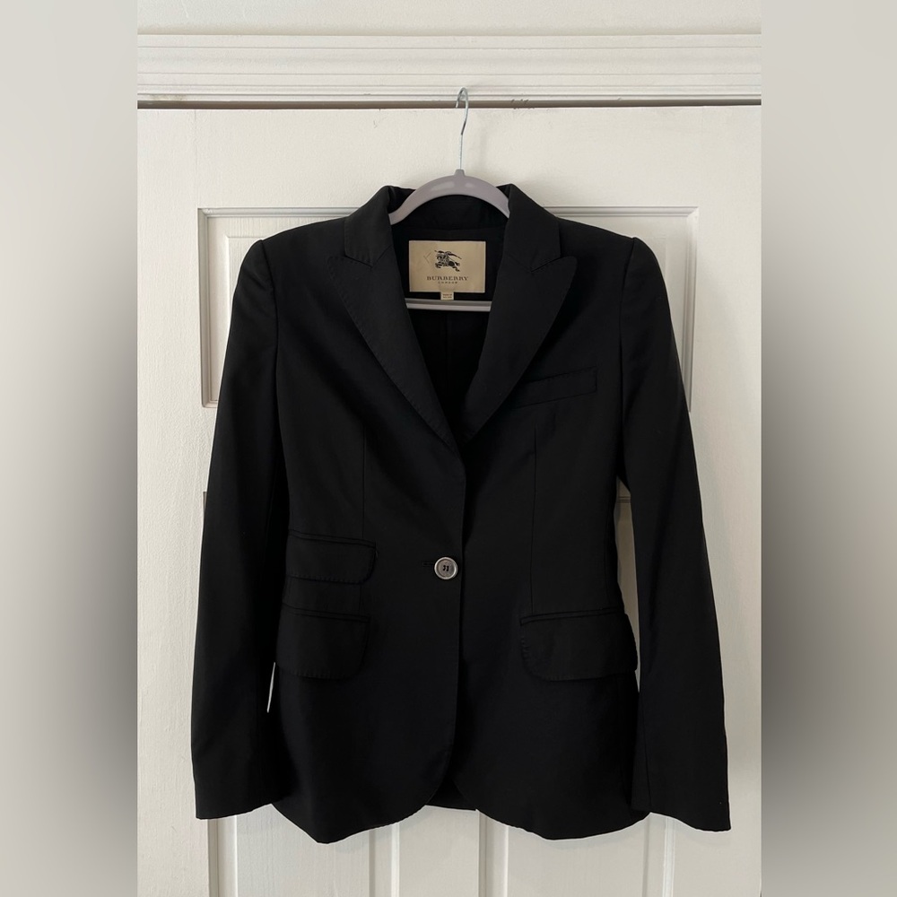BURBERRY Black Wool Blazer Jacket UK 6 US 4